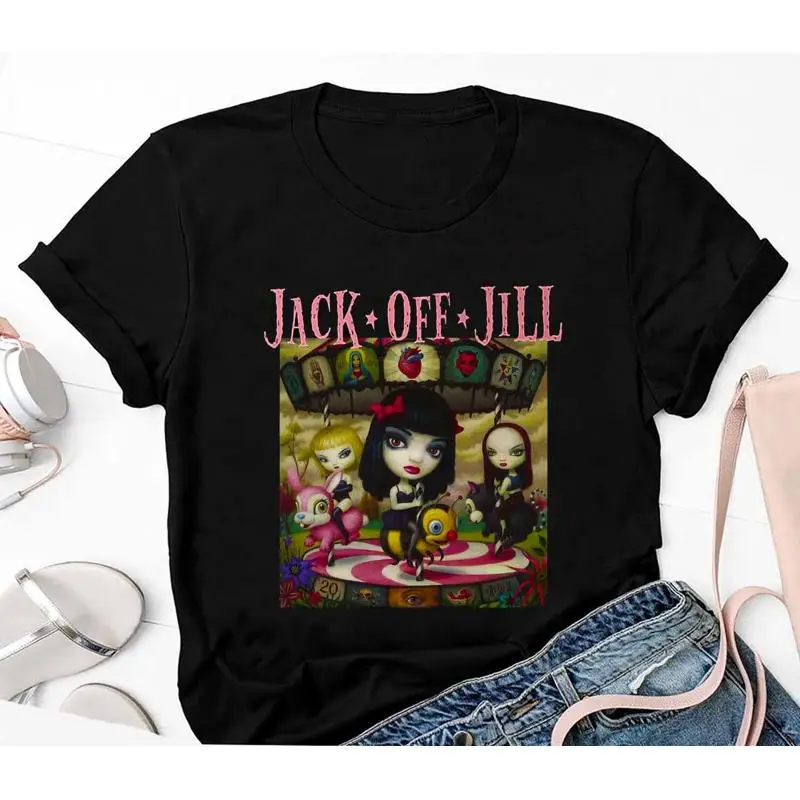 Clear Hearts Grey Flowers Jack Off Jill T Shirt