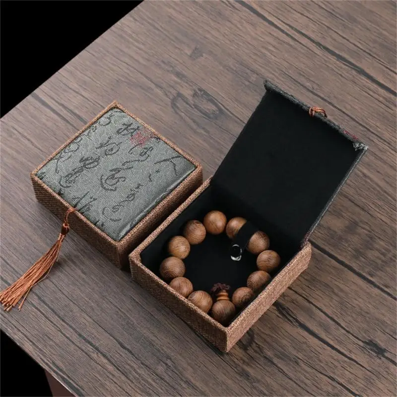  Handmade Linen Fabric Jewelry Organizers Bracelet Storage Box for Portable