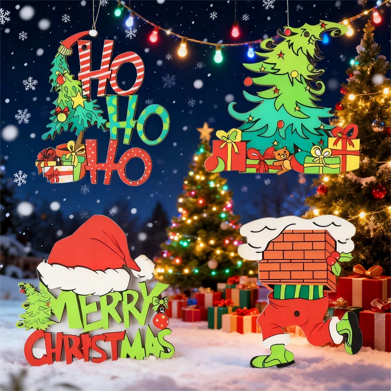 

(12pcs/bag)4.42-7.86CM New Year's Green Atmosphere Christmas Tree Pendant Room Match with Festival Celebration Design Sense