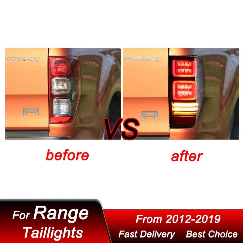 Car styling LED Tail Lights For Ford Ranger 2012-2019 to new style full LED Dynamic Turn Signal Light Tail Lamp Assembly