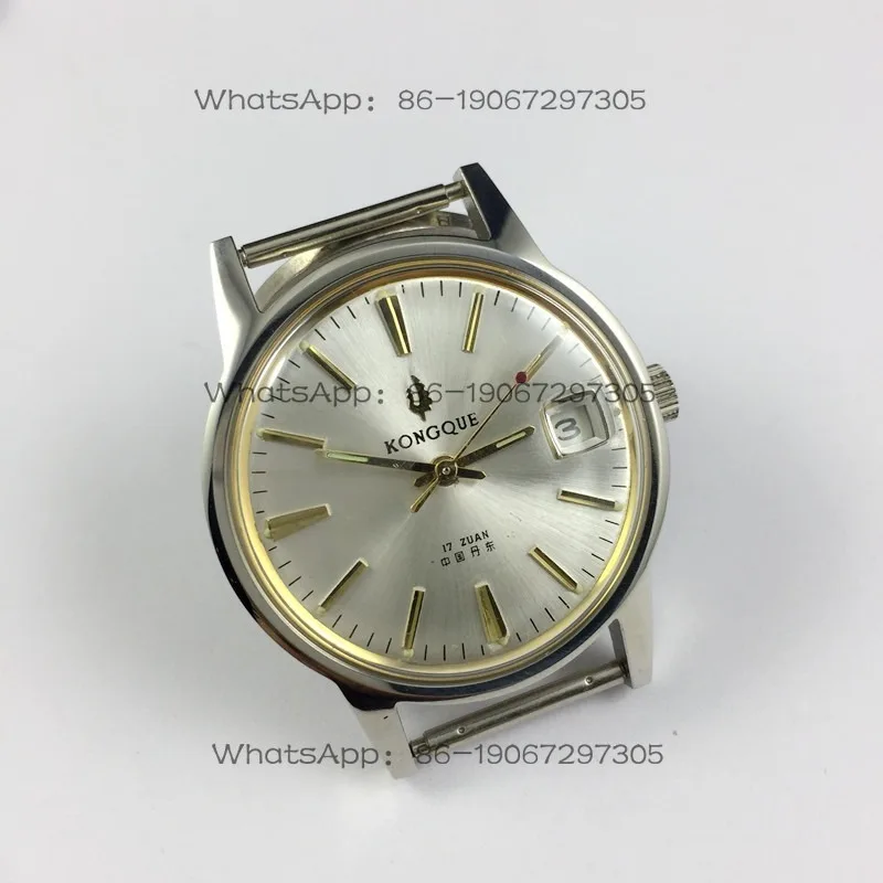 Original Stock, Peacock Brand White Steel Strip Order Calendar Manual Mechanical Watch, A Free Strap with A Diameter of 36mm