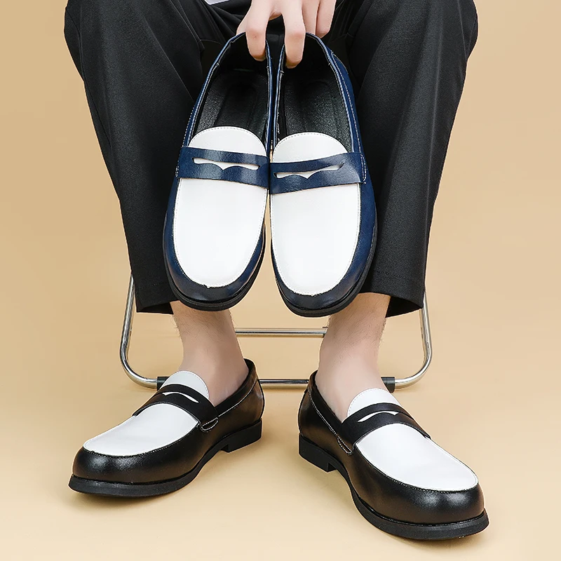 أربعة مواسم رجال الأعمال المتسكعون الرجال أحذية غير رسمية متعددة الاستخدامات مريحة عصرية أحذية من الجلد الصغيرة الأحذية الاجتماعية الرجال