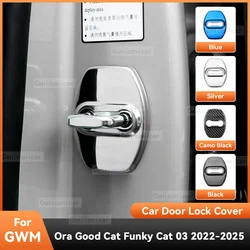 For GWM Ora Good Cat Funky Cat GT EV 2023-2025 Auto Car Door Lock Protect Cover Emblems Case Stainless Steel Decoration