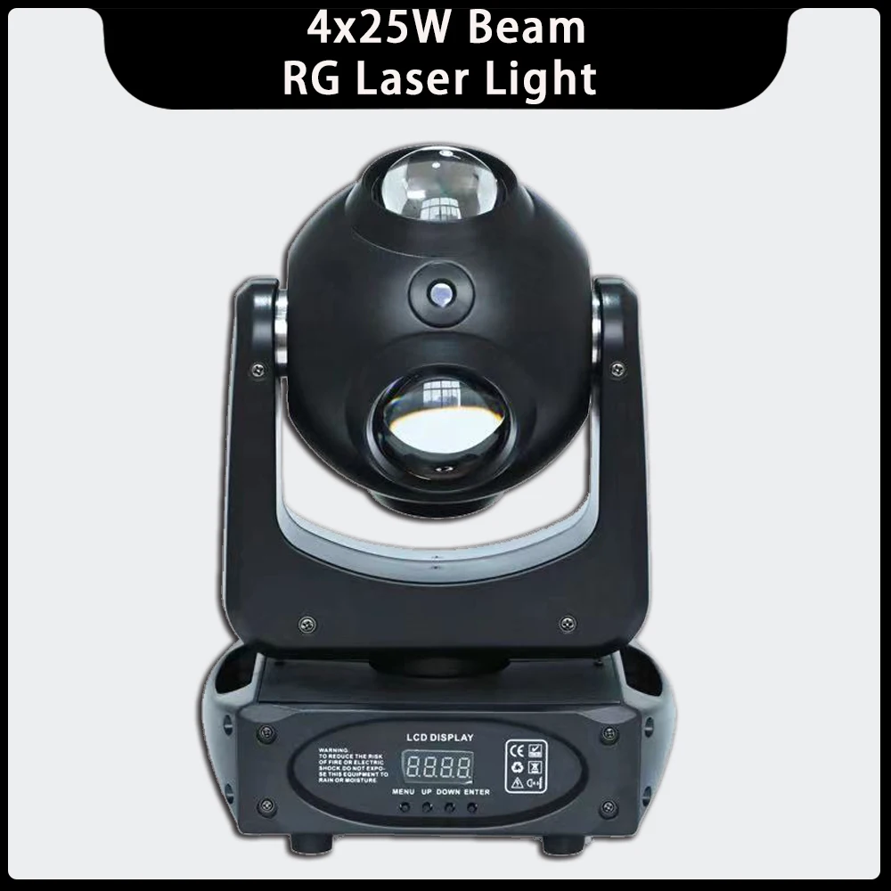 

YUER 4x25W RGBW LED RG Laser Beam Moving Head Light Stage Lights Projector DMX for DJ Bar Disco Party Indoor Christmas Lighting