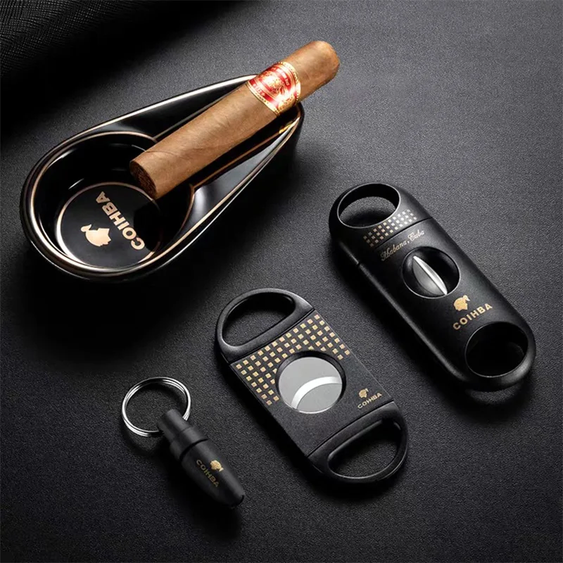 

Cigars Tools Cigar Cutter Set Cuter Cigar Home Ashtray Portable Bag Cigars Tray Supplies Accessories 5 Set Exquisite Gift Box