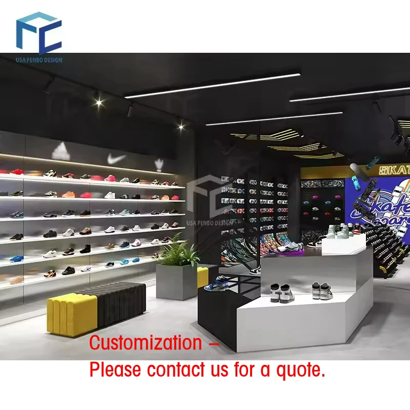 

custom.OEM Fashion Women's Men's Sneaker Sports Shoes Sneaker Shop Interior Design Wall Mounted Stand Display Rack