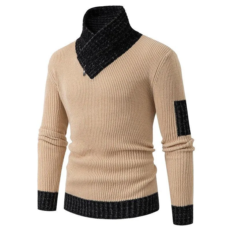 Suéter de cuello alto de lana para hombre, suéteres cálidos de Estilo Vintage informal, a la moda, otoño e invierno, 2023