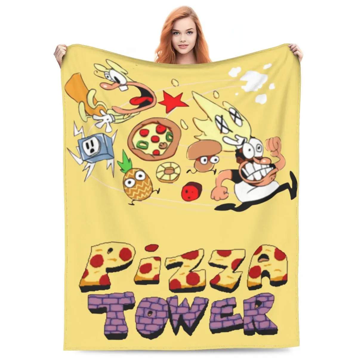 Comfort Pizza Tower Peppino Trans Blanket Stuff Room Decorative funny game Blanket Throw Warm Flannel for Travel