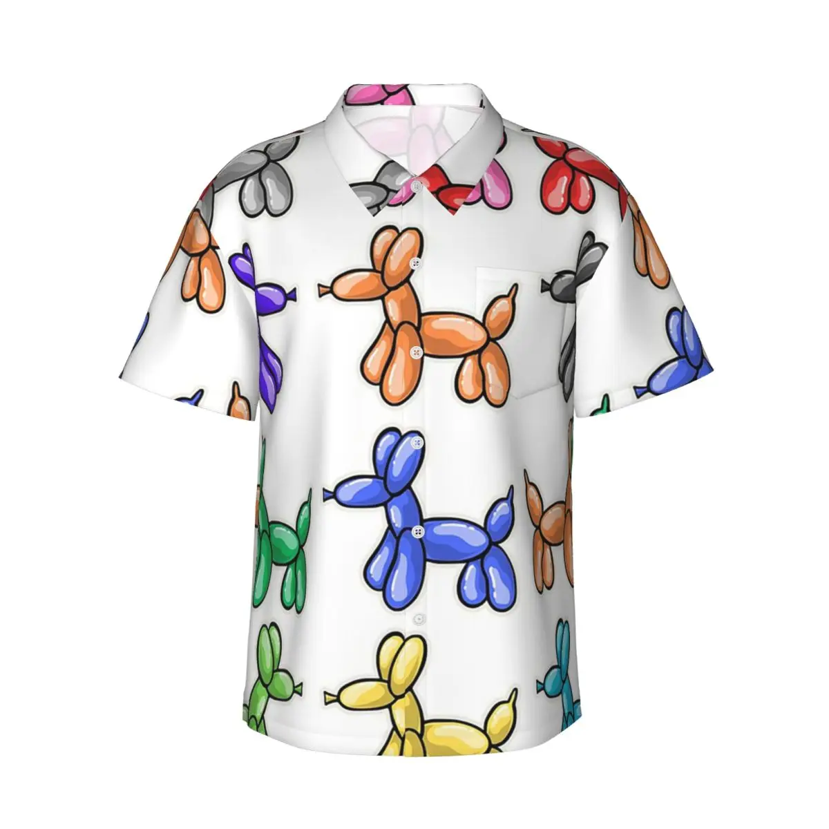 

Balloon Dogs Men's Shirts Hawaiian Short Sleeve Shirt Casual Lapel Tops for Summer Beach