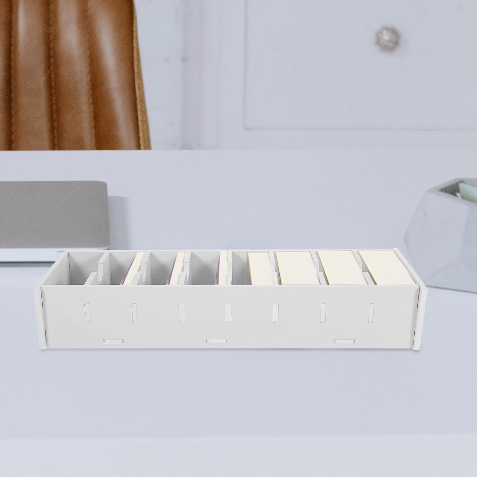Elegant White Multilayer Card Holder Stand Box Desktop Organizer for Business Cards Office Use Meetings Exhibitions Schools