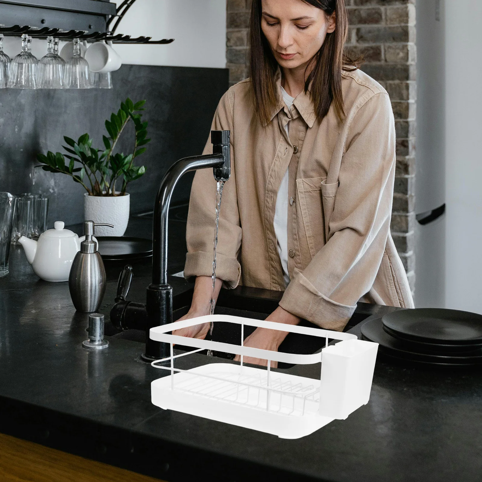 

1Set Dish Drainer Rack Metal Bowl Drying Stand Quick Dry Organize Plates Bowls Cutlery Reliable Lasting Materials