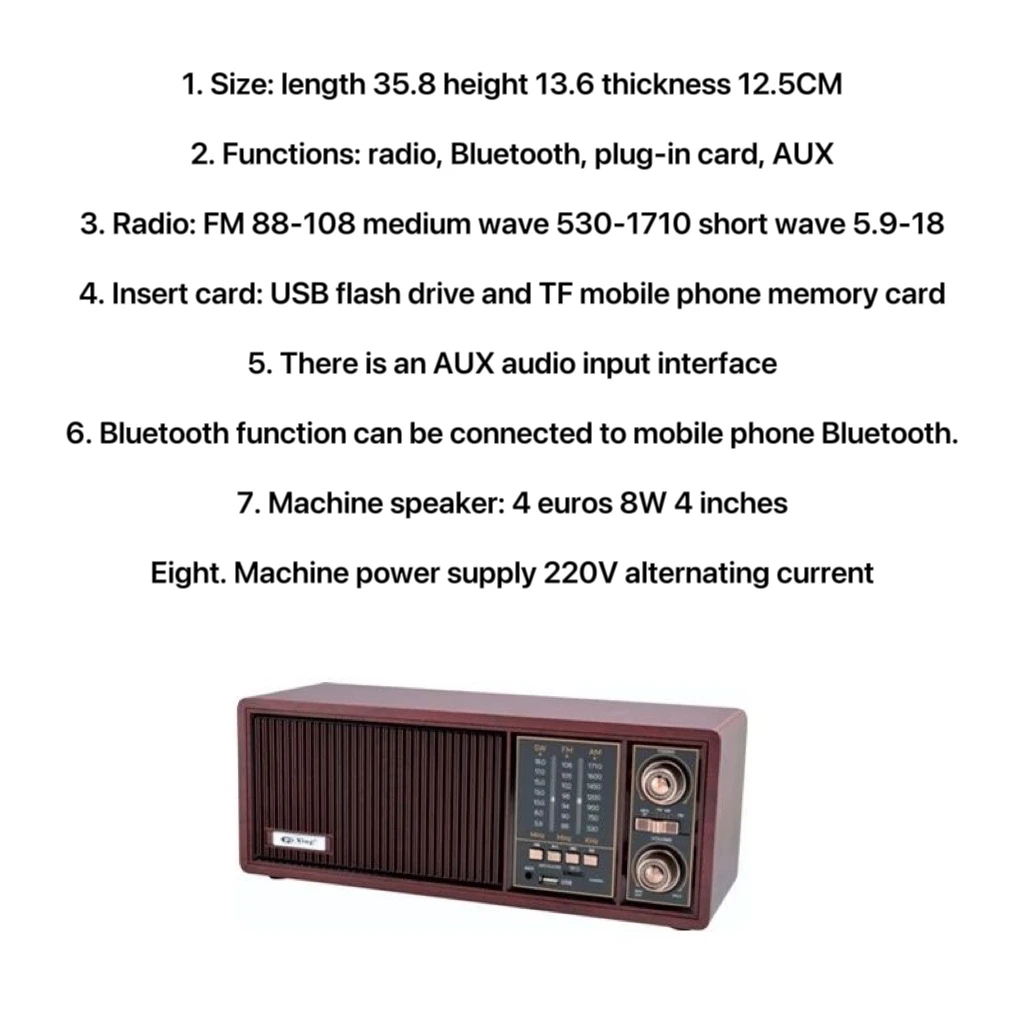 Vintage desktop radio FM medium-wave short-wave Bluetooth speaker plug-in speaker wooden box charging plug-in