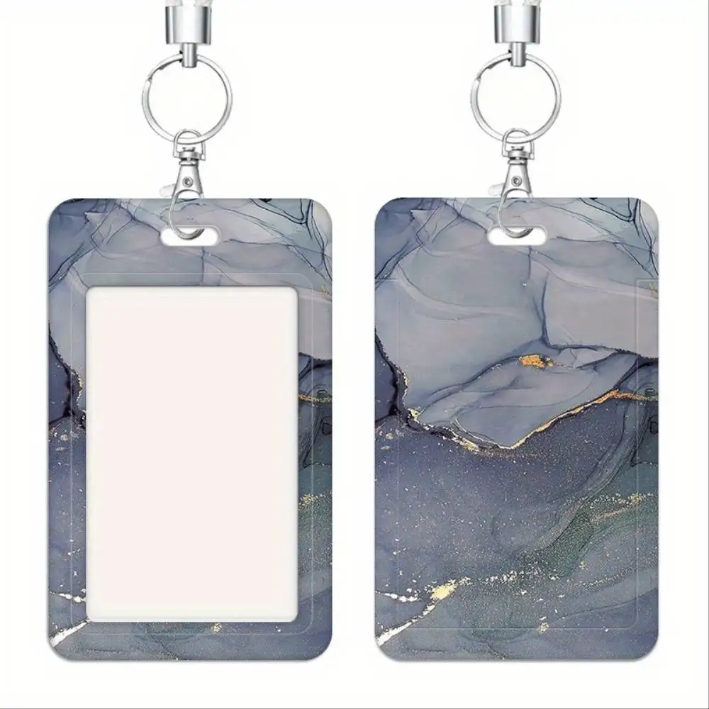 Grey Marble Patterned ID Card Holder Plastic Badge Case Holds 2 Cards For Medical Staff Student Staff Bank Access Card