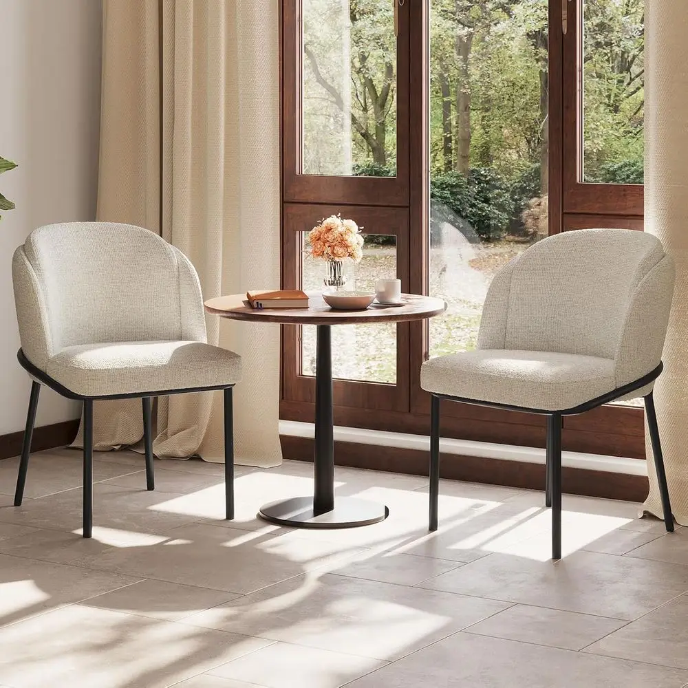 

Pair of Upholstered Accent Chairs with Curved Backs, Suitable for Dining, Kitchen, Restaurant, and Home Office