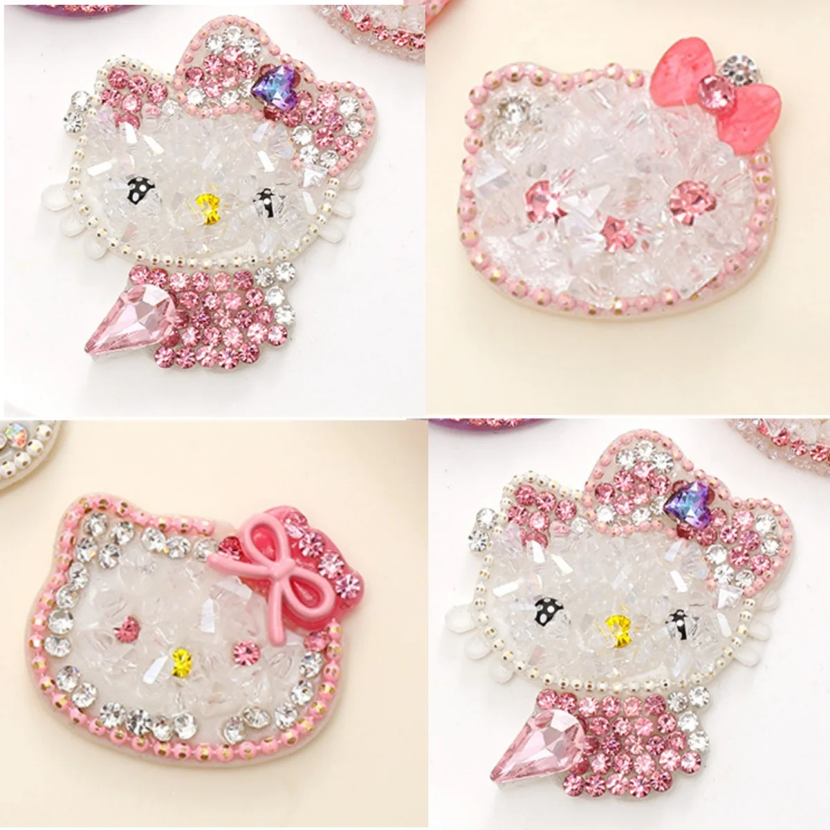 

kawaii hello kiity cute flash diamond accessories sanrio kuromi diy mobile phone case patch wholesale anime doll birthday gift
