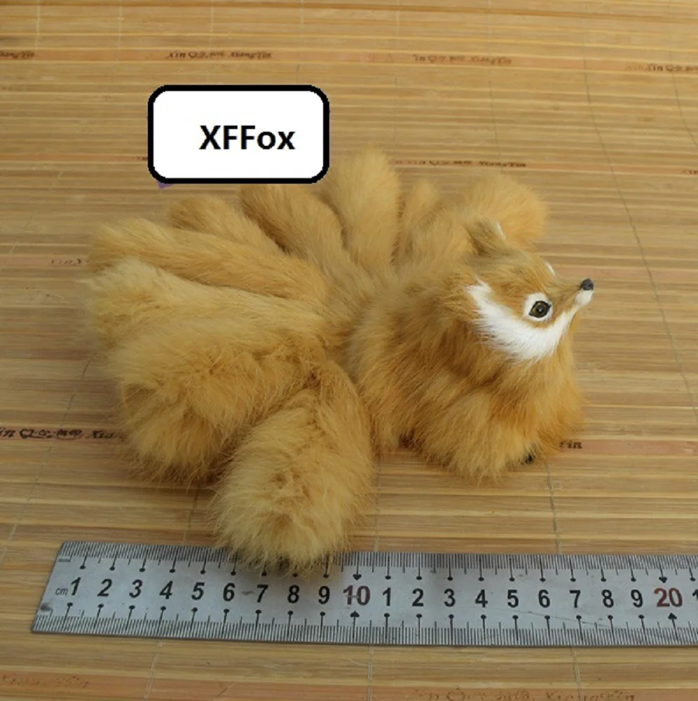 cute real life yellow fox model plastic&furs simulation nine-tails fox gift about 20x8cm xf1776