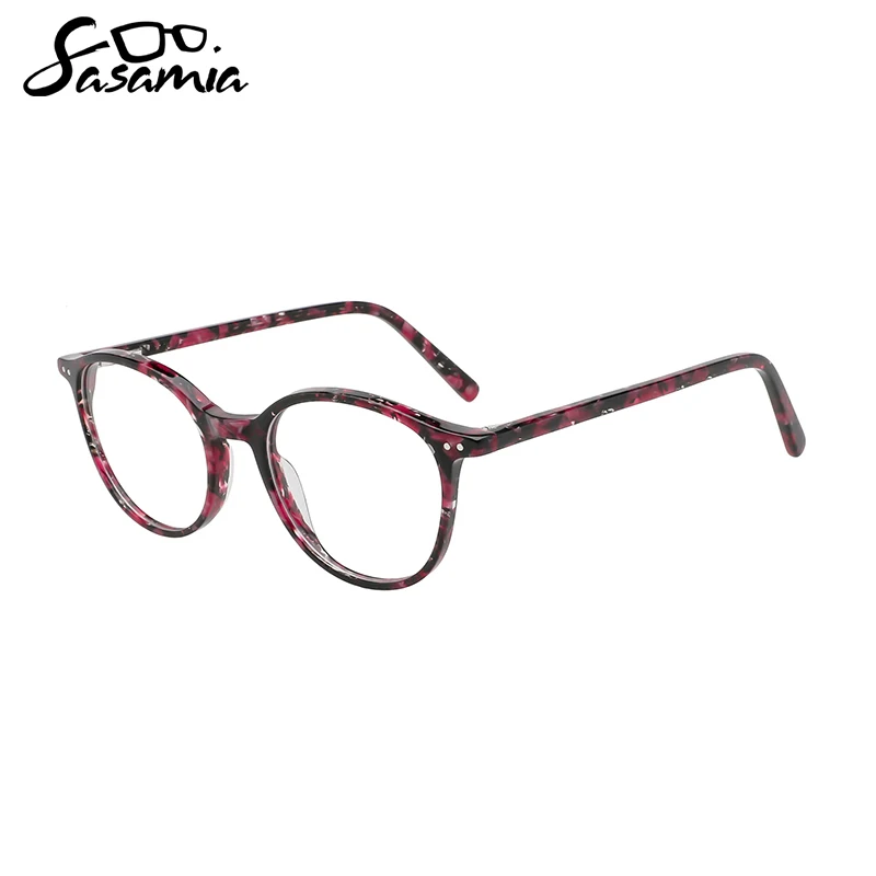 SASAMIA Unisex Eyewear Acetate Round Classical Colors Glasses Optical Prescription Glasses Thin Frame Colors Glasses WD1134