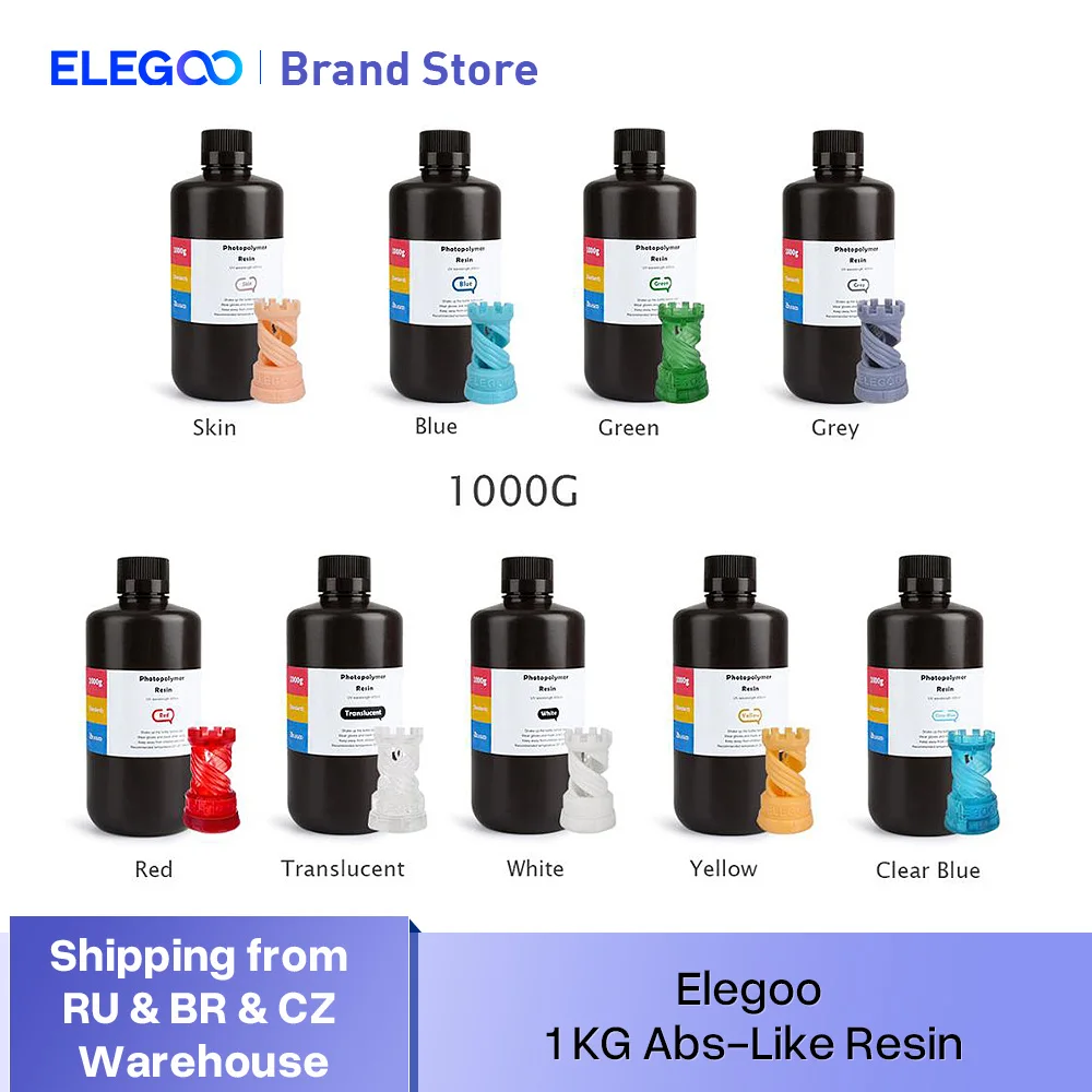 ELEGOO ABS-Like 3D Printer Resin LCD UV-Curing Resin 405nm ABS-Like Standard Photopolymer Resin for LCD 3D Printing 1000g