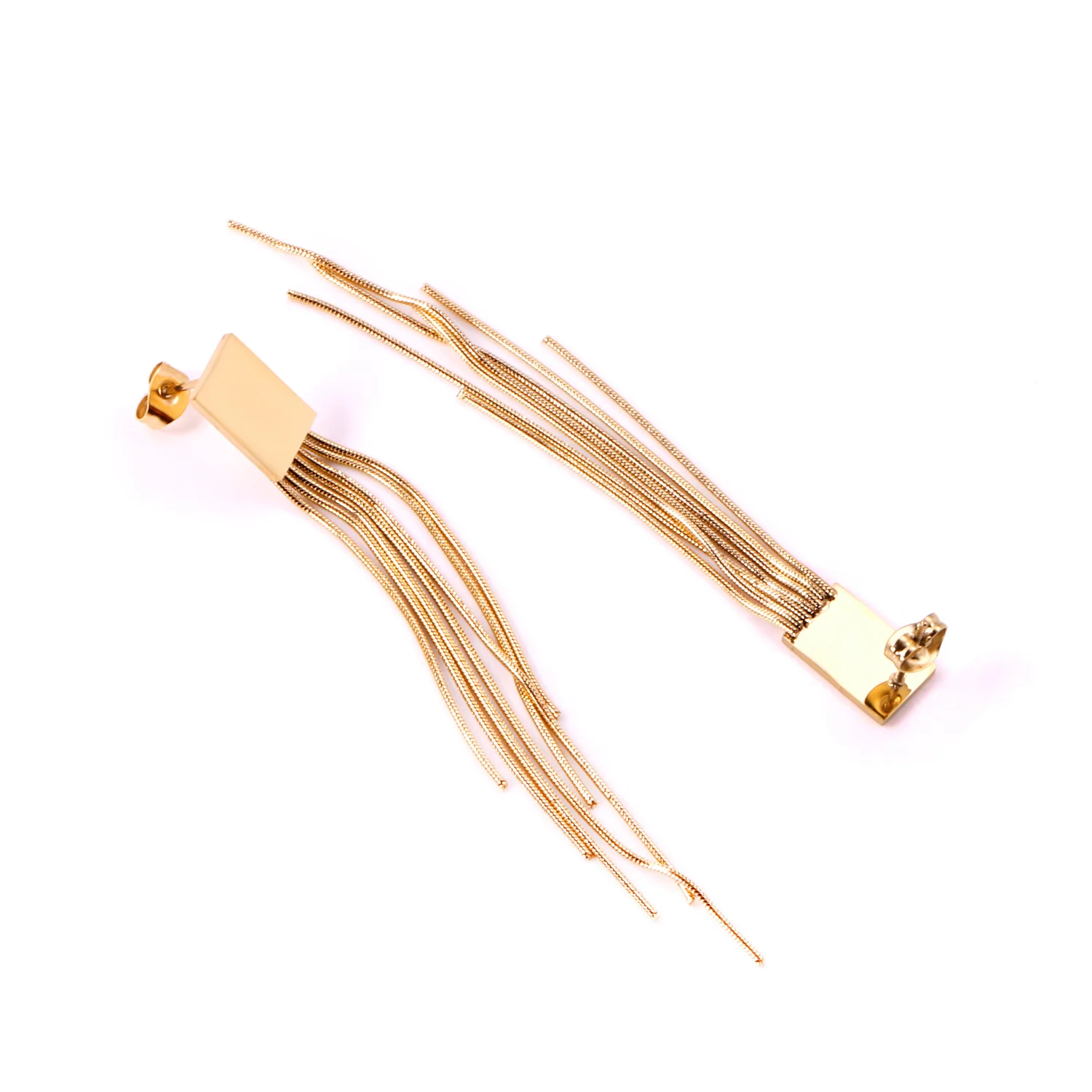 LUXUSTEEL Long Chain Tassel Earrings Women\'s Golden Color Stainless Steel Drop Earrings Korean Fashion Party Jewelry Wholesale