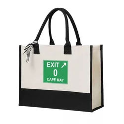 Borsa per la spesa regalo in tela uscita 0 - Cape May Exit Sign Canvas borsa di grande capacità regali di qualità personalizzabili