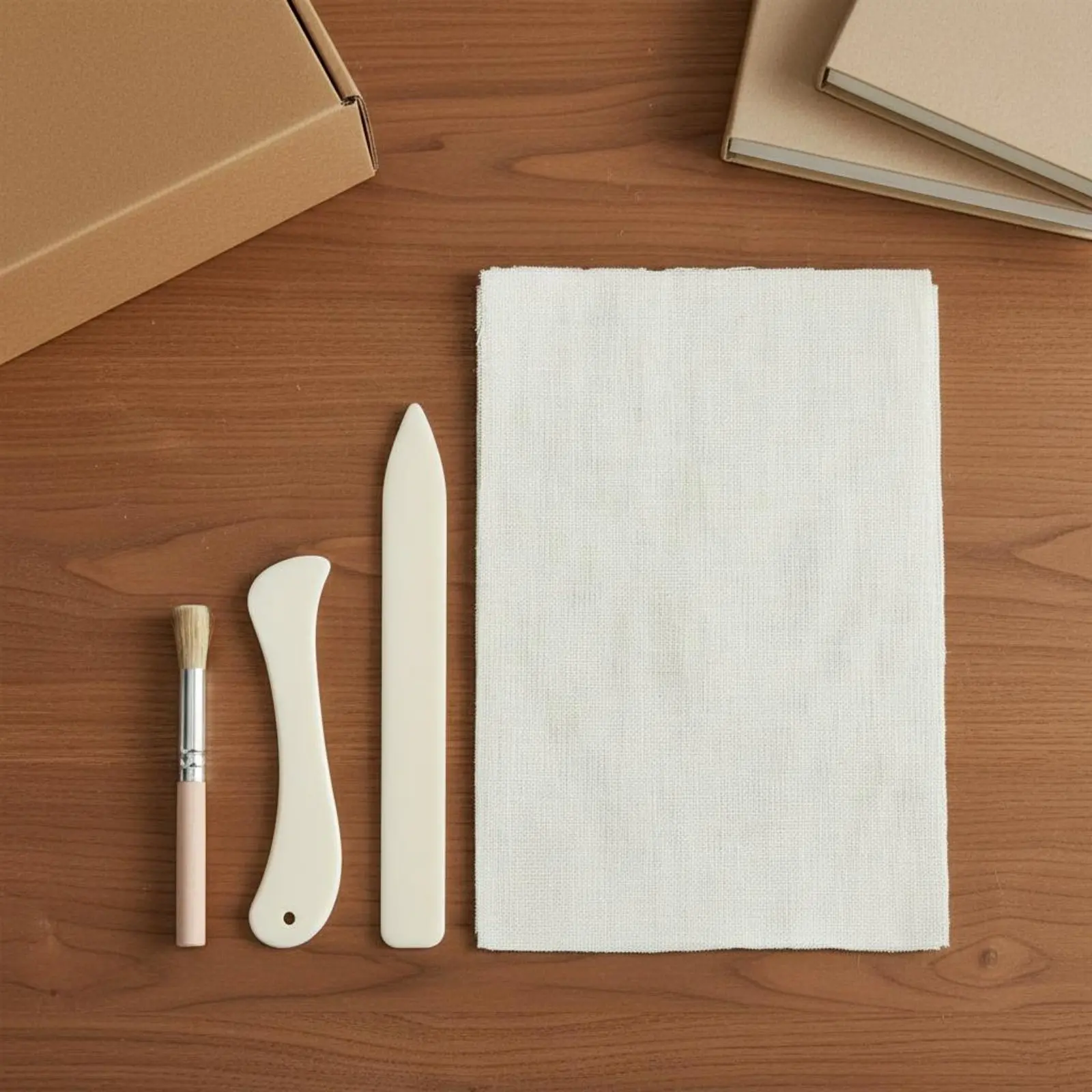 4 Pieces Bookbinding Cloth and Tool Kit Book Repair Kit Book Spine Repair Set Craft Supplies for Librarians, Workshop view 6