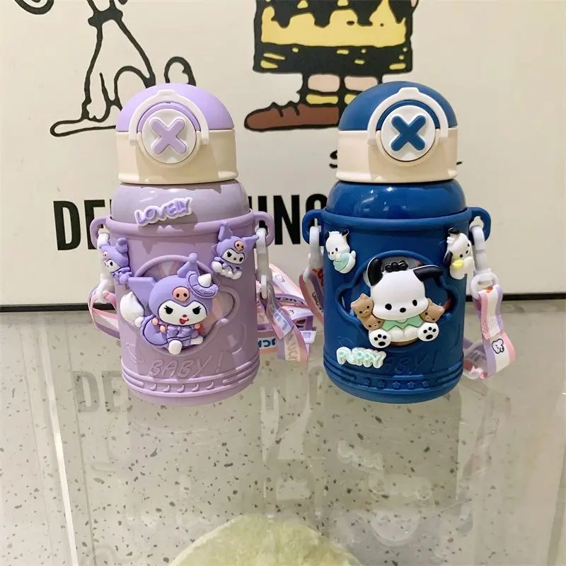 

316Sus Sanrio New Kuromi Insulation Cup Pochacco Kawaii Children's Cup Large Capacity Straw High Quality Portable Student Gift