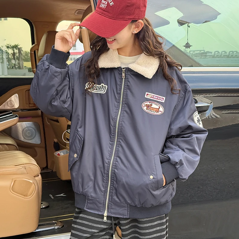 سترة شتوية مبطنة سميكة للفتيات، معطف قطني دافئ ودافئ، ملابس خارجية للأطفال الكبار #6