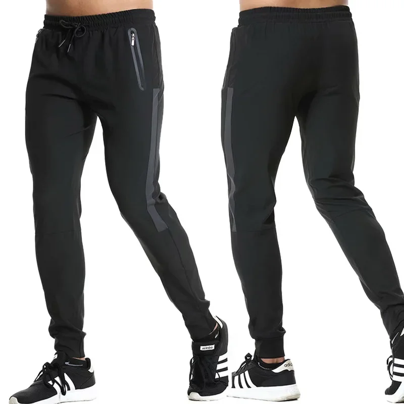 Jogging Pants For Men Breathable Sport Sweatpants With Zip Pocket Gym Training Workout Athletic Soccer Running Trousers Black