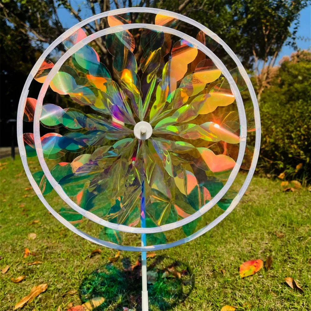 

Multistyles Sunflower Windmill Diameter 27~38cm Double Layer Laser Dazzling Rotating Sunflower PVC Garden Yard Wind Spinner