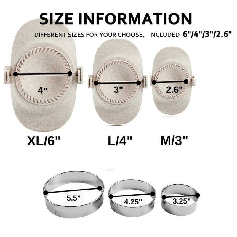 A88E-2 Set Empanada Maker Press, 6 Inch Extra Large Dumpling Maker Set With Dough Cutter, Dumpling Mold Set For Pierogi