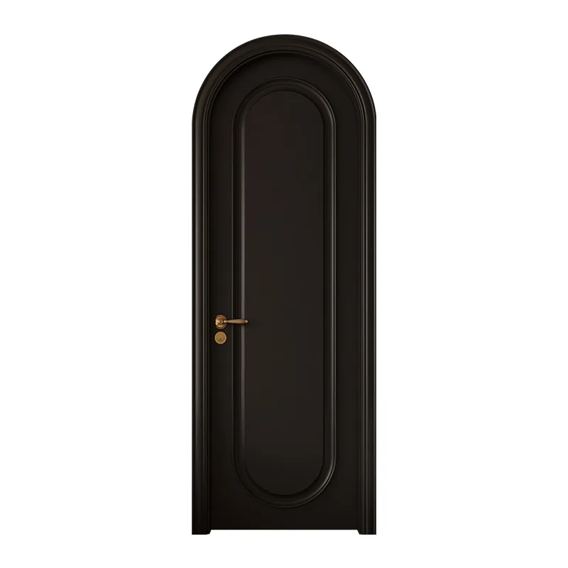 

Customized elegant light luxury paint solid wood door indoor romantic bedroom door silent integrated arched single door