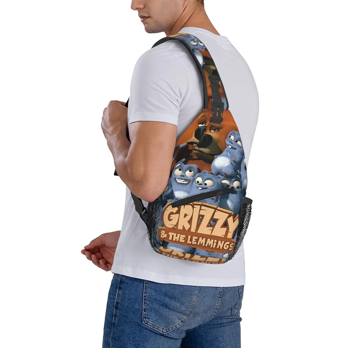 Grizzy Et Les Lemmings Crossbody Sling Bags Kleine borsttas Schouderrugzak Dagrugzak voor reizen Wandelen Reisboekentas