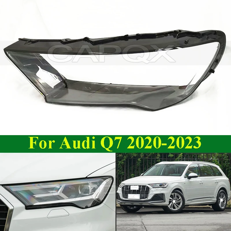 

CAPQX Front Bumper Headlight Cover Shell Shade For Audi Q7 2020-2023 Head Lamp Glass Head Light Cover Lens Transparent