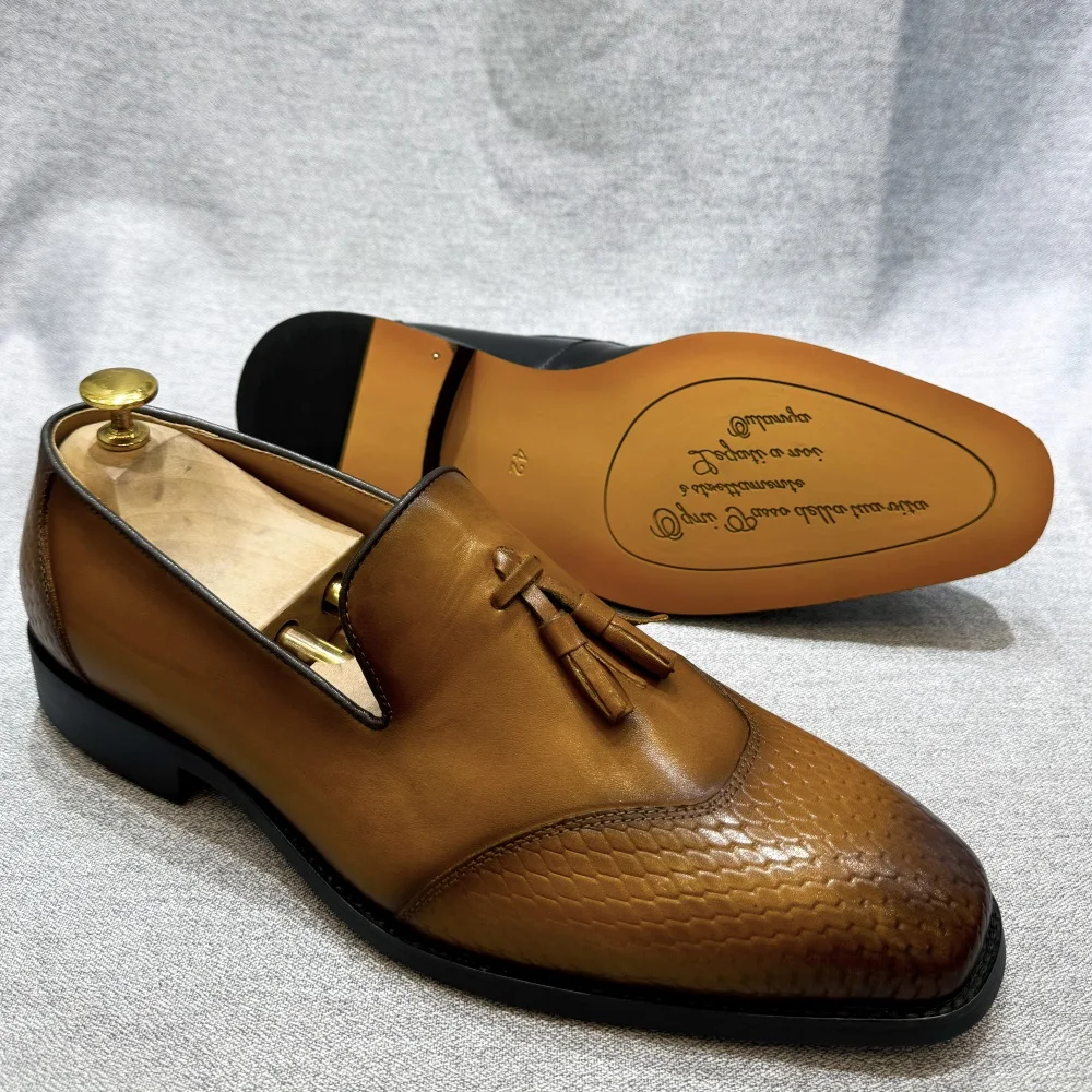 

Men's European Style Genuine Leather Oxfords Derby Shoes - High Quality Black/Brown Wedding Party Office Dress Shoes