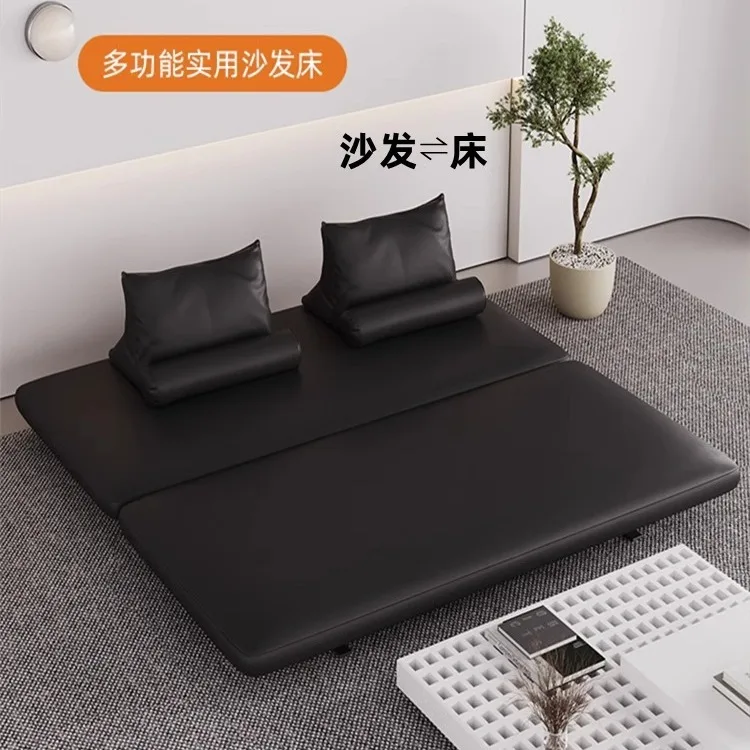 Tatami sofa bed, folding dual-purpose, single and double, small apartment living room, solid wood double-sided, multi-functional