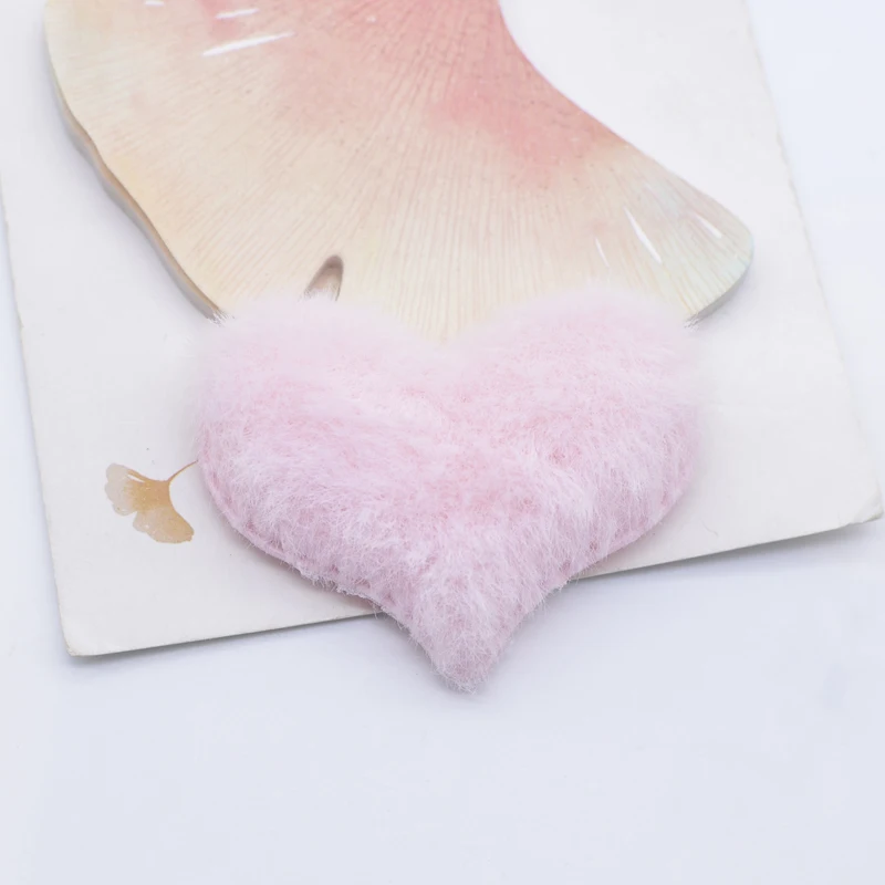 12Pcs 55*40mm Soft Plush Furry Heart Applique for DIY Headdress Hair Clip Bow Decor Accessories Clothes Hat Shoes Sewing Patches