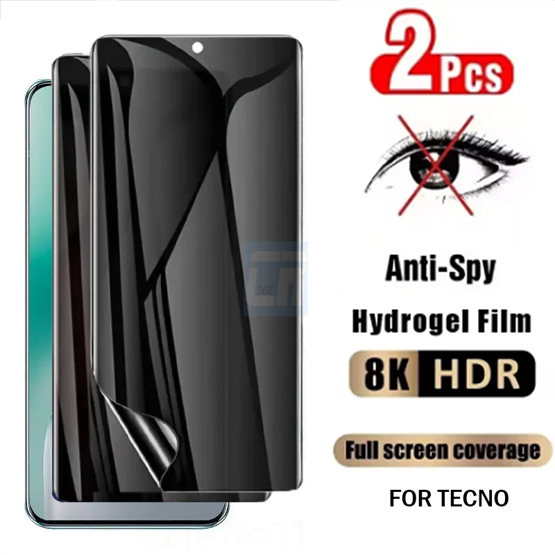 

1-2pcs Full Cover Anti-Spy Privacy Hydrogel Film for Tecno Camon 40 30S Pro 4G Pova Curve Screen Protector for for Spark 20 Pro+