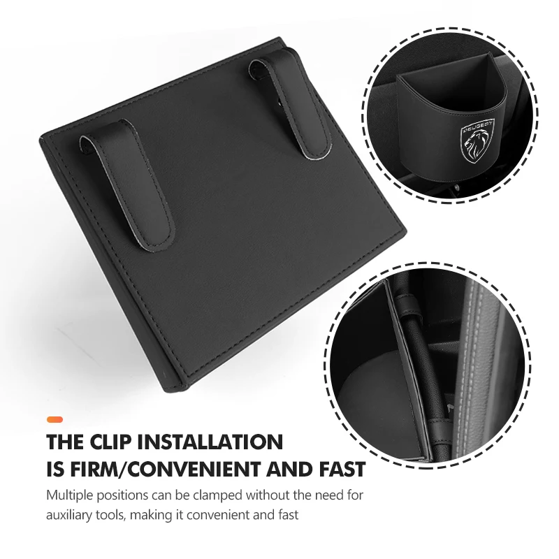 For Peugeot Car Air Outlet Debris Bag Tidy Hanging Leather Organizer Box 407 508 2008 5008 107 106 205 4008 301 607 108 807 - view 3