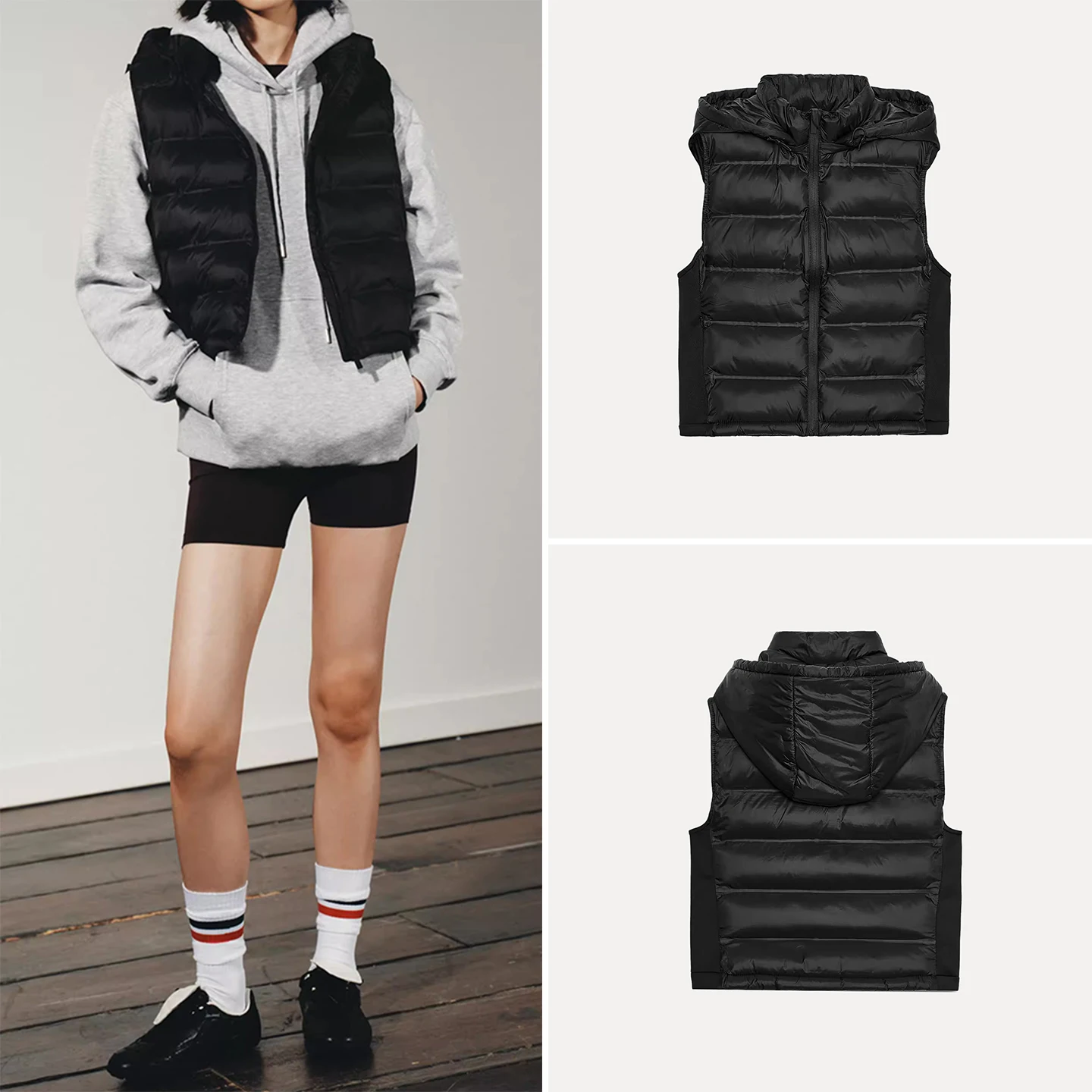 

Z 2025 New Faion High Collar Vest Svel Color Blo Personali Women's Jaet ort Zipper Pure Color Commute Sle