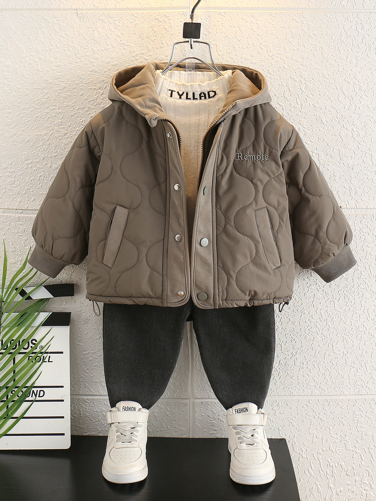 

Теплая зимняя куртка для мальчиков из хлопка с подкладкой, имитация двухслойного дизайна, на молнии, с капюшоном