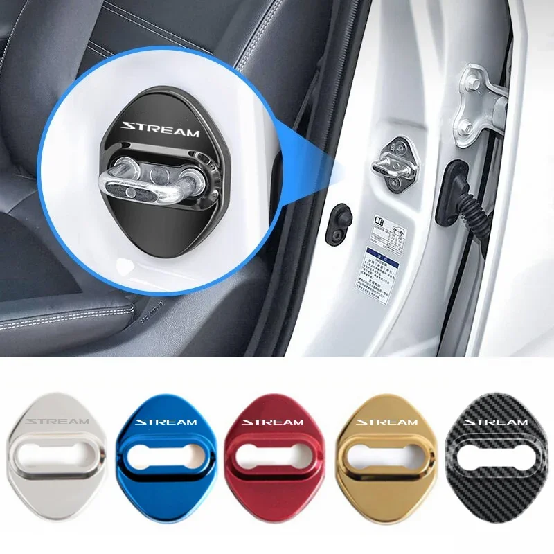 for Honda STREAM Badge Anti-rust Protection Case Decals Accessories 4PCS Car Door Lock Covers Stainless Steel Buckle Stickers