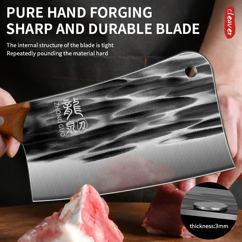 Seiko Longquan Forging multi-purpose kitchen knife,kitchen meat slices,sharp Bone cutting knife high hardness hand forging knife