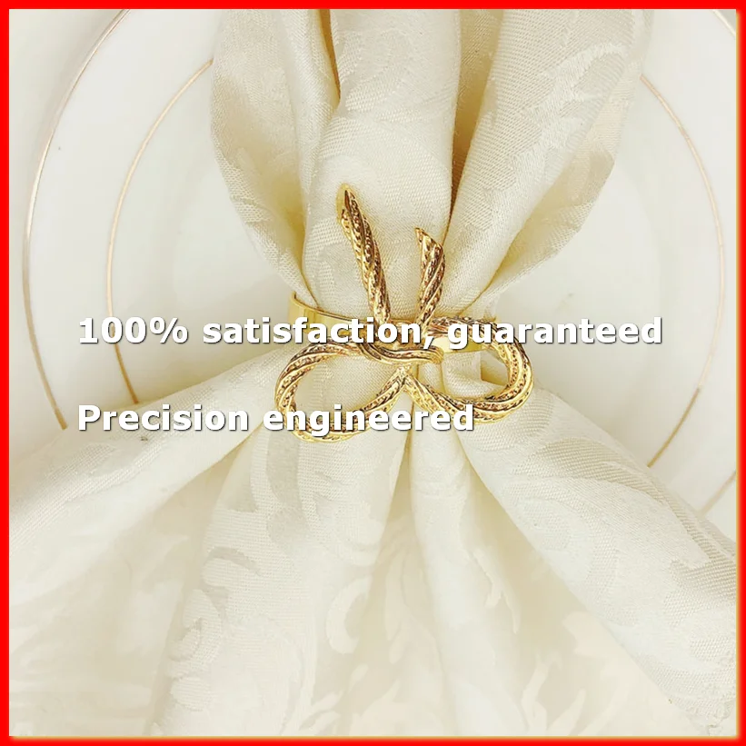 12 Pcs Simple Golden Napkin Ring Butterfly Bow Tie Napkin Buckle Hotel Restaurant Mouth Cloth Ring Metal Napkin Ring-A23R