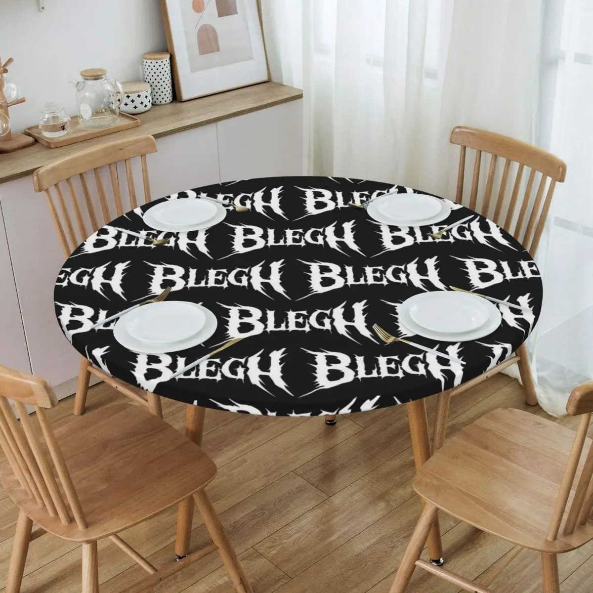 Blegh Heavy Metal Metalcore Deathcore Waterproof Round Tablecloth Oilproof Table Cloth for Kitchen Events Dining Table Cover