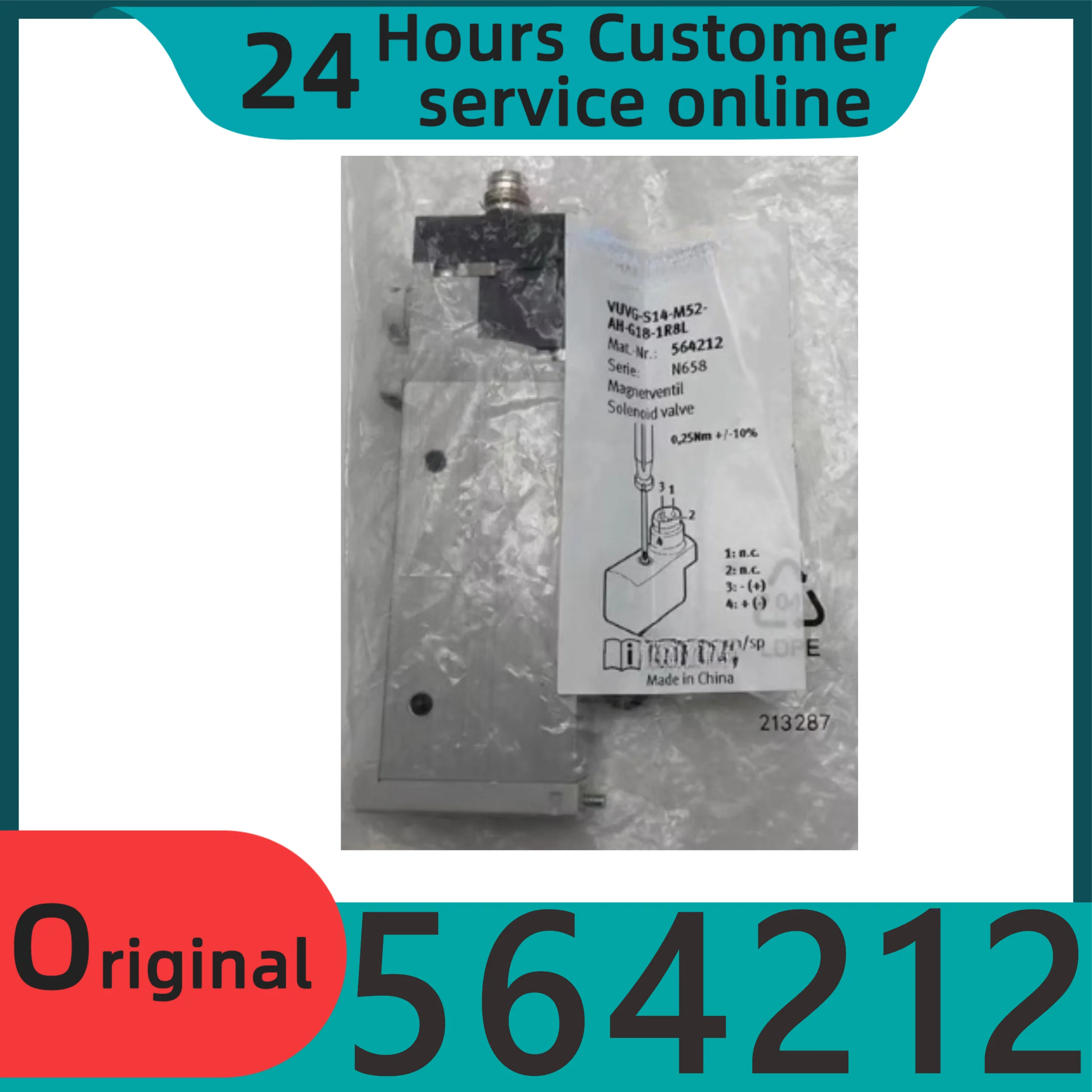 

Brand new original solenoid valve VUVG-S14-M52-AH-G18-1R8 564212 two position five way valve