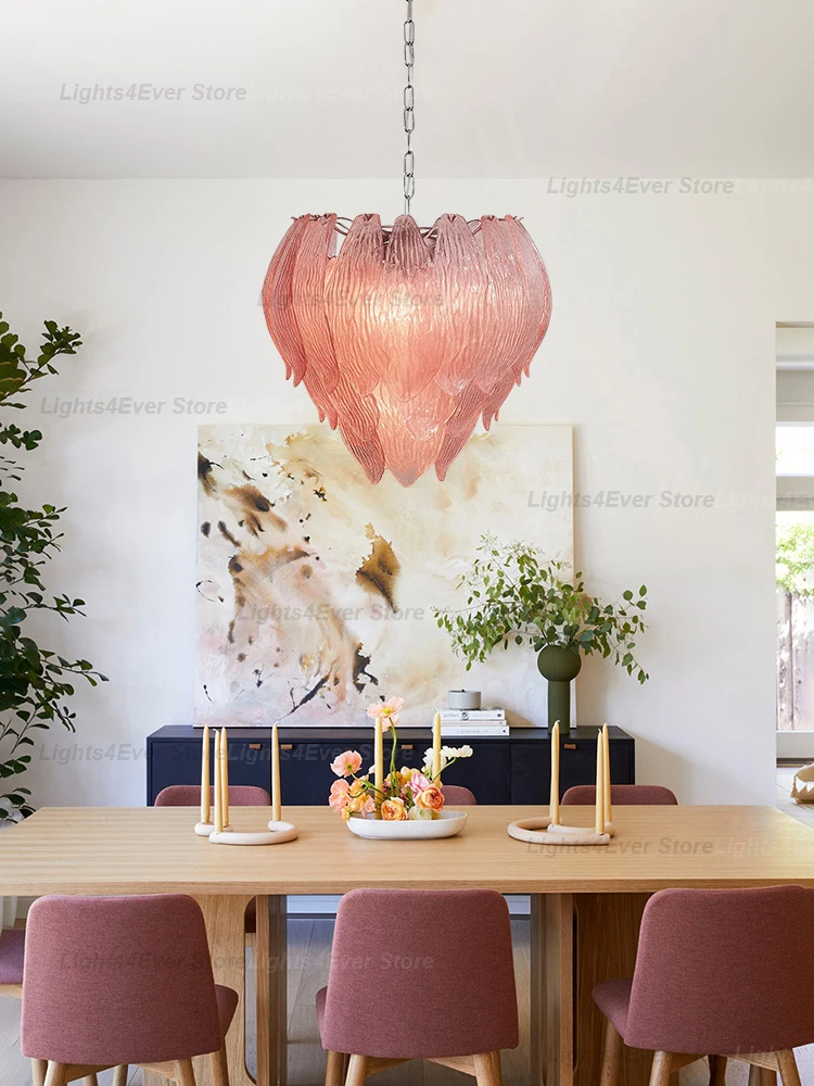 

Светодиодный затемняющий художественный розовый стеклянный светильник ручной работы OZ0105, подвесной светильник, блеск для домашнего декора, подвесной светильник, лампа для столовой