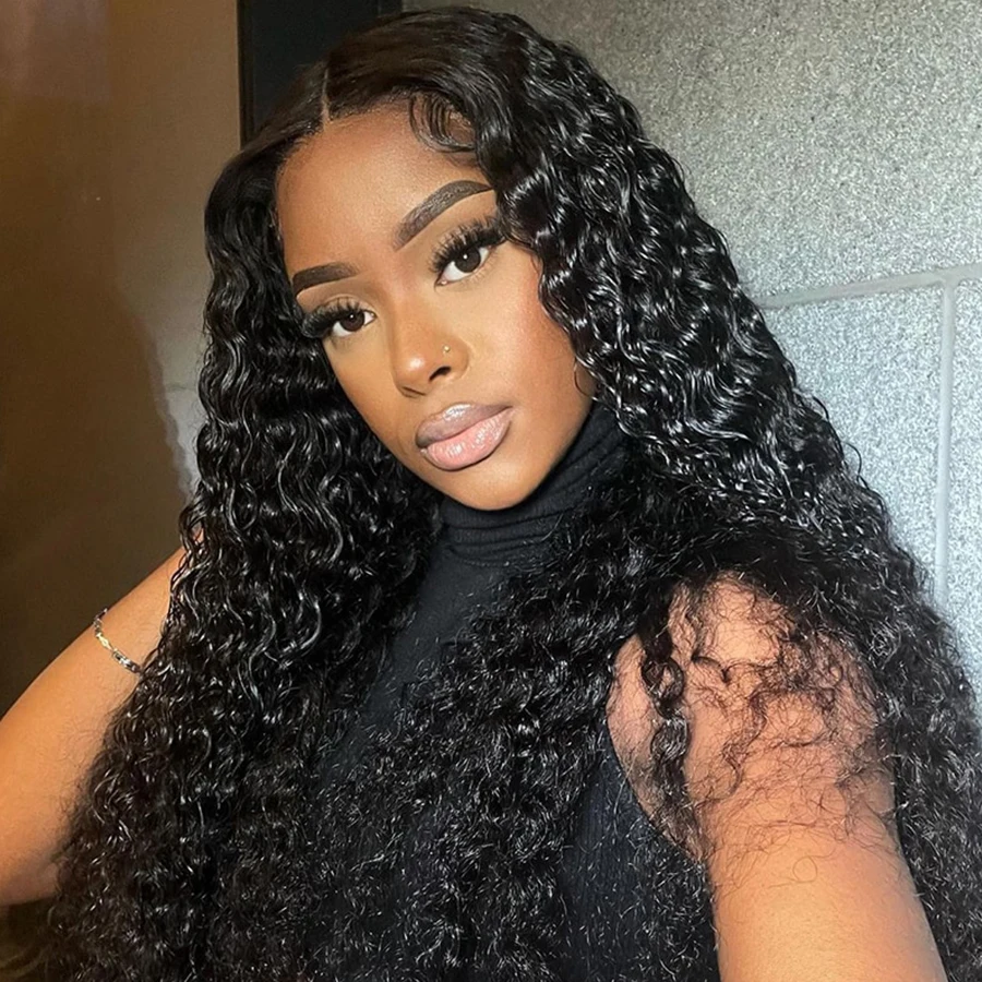 

13x6 HD Lace Front Wig Deep Wave Human Hair 40 30 Inch Black Curly Wigs Wet and Wavy Water Wave Preplucked Glueless Brazilian