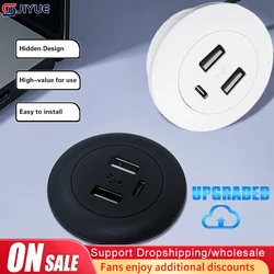 Multi Port USB Desktop Embedded Charger For Mobile Phone 3 In 1 USB HUB Computer Desk One Drag Three Data Line Splitter Charging