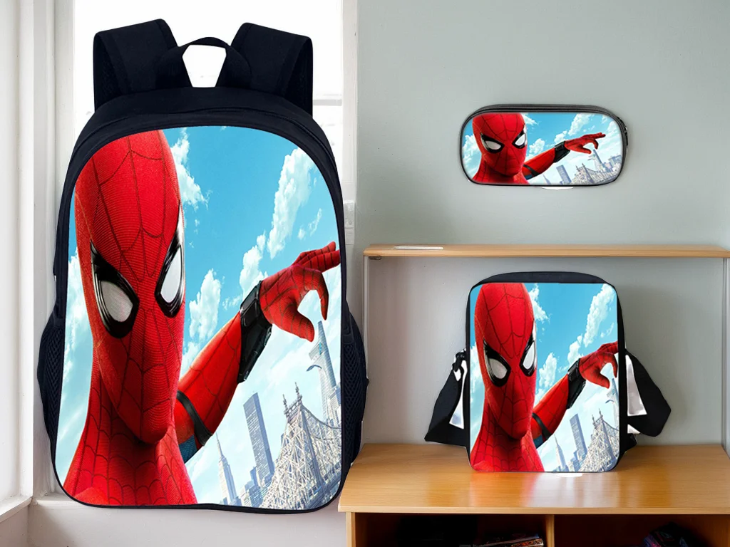 

3 in 1 Rucksack Set-Little Kid Spider-Man Multifunction Backpack+Lightweight Waterproof Side Bag+Pencil Box for Student