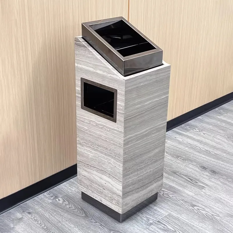 Commercial trash can with ashtray marble stainless steel thickened elevator entrance lobby vertical
